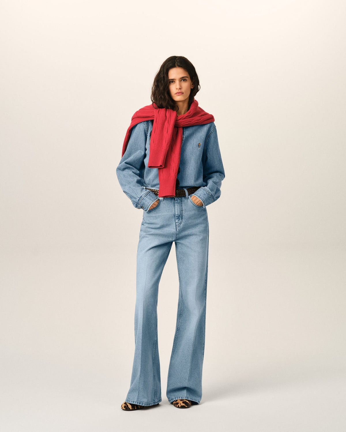 Ami Paris Unisex Blue Denim shirt with Ami De Coeur  - USED BLUE