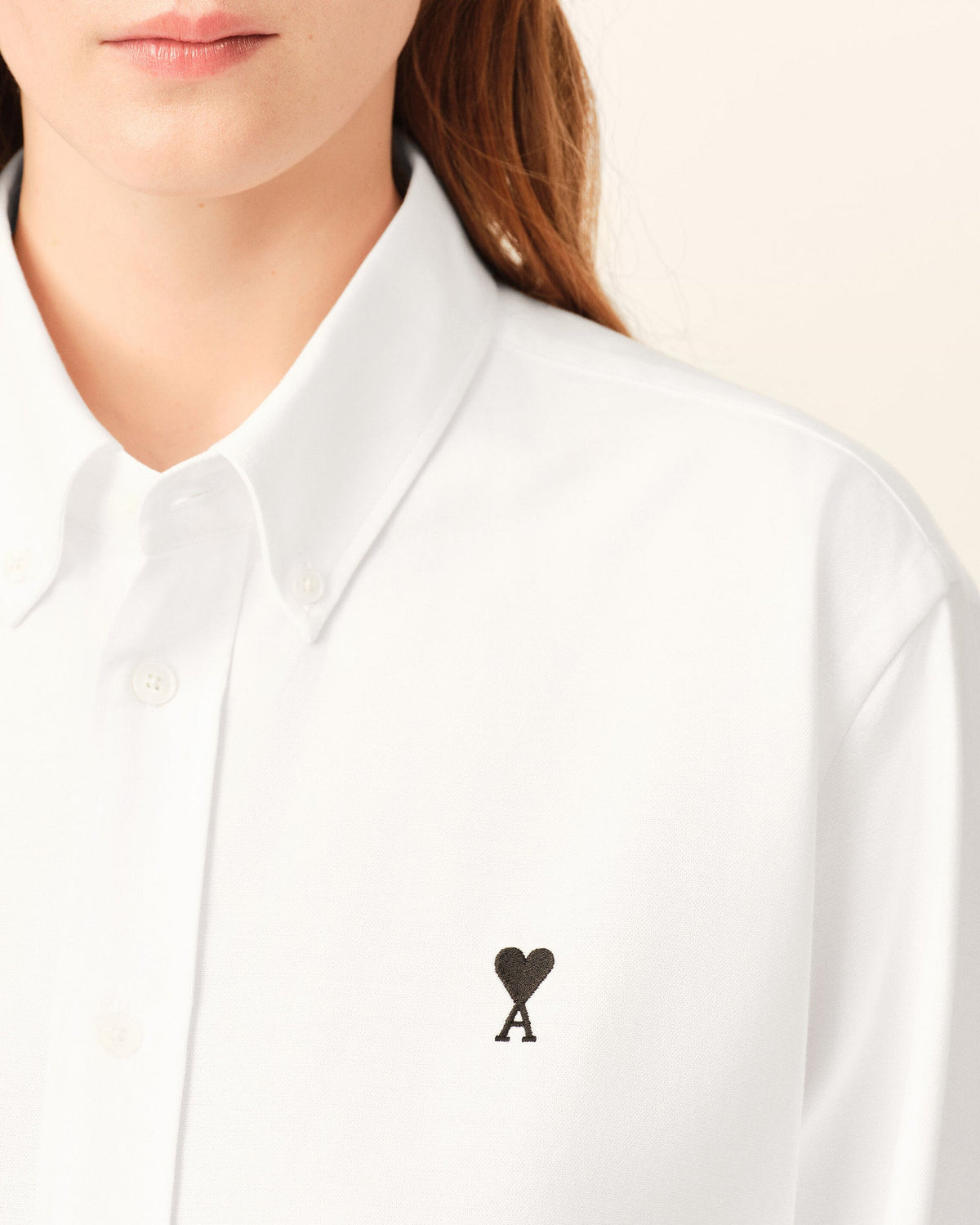 Ami Paris Unisex White cotton shirt with Ami de Coeur   -  NATURAL WHITE
