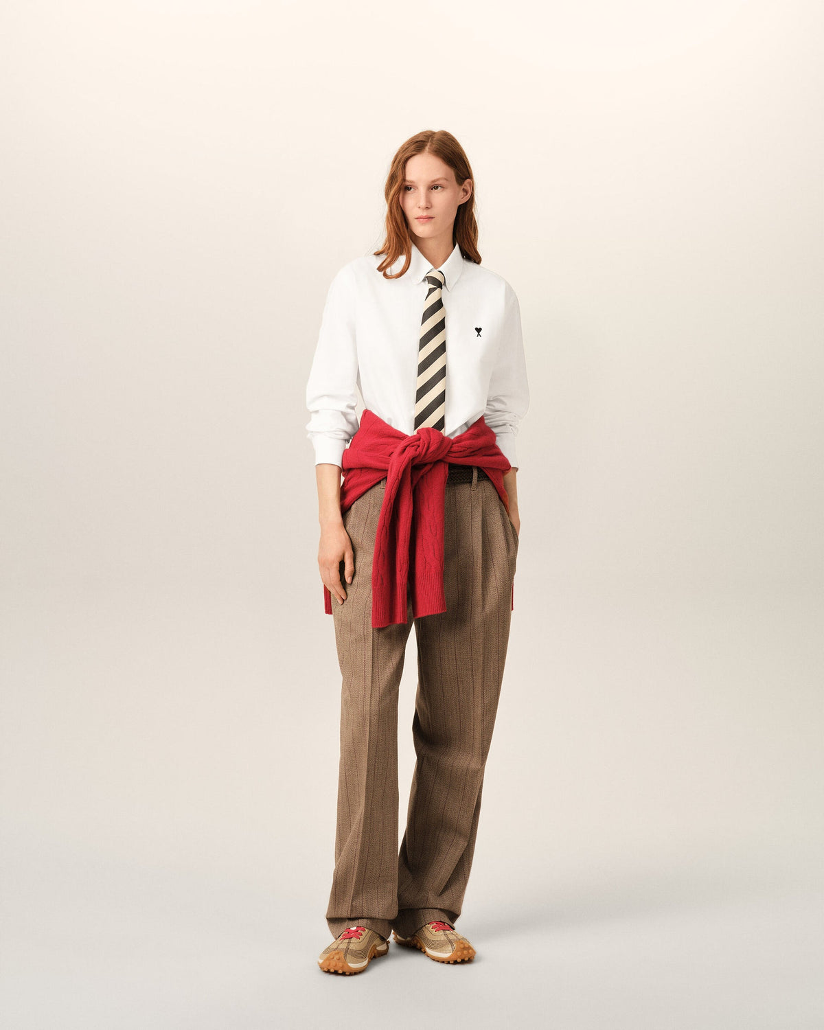 Ami Paris Unisex White cotton shirt with Ami de Coeur   -  NATURAL WHITE