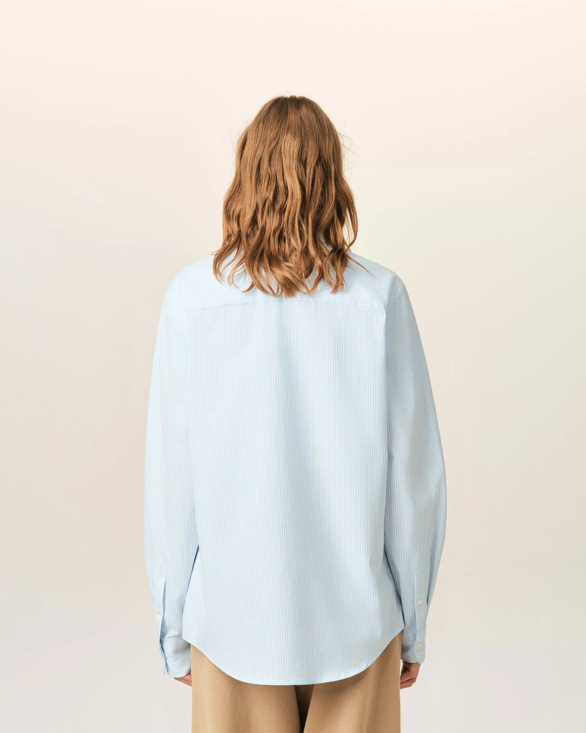 Ami Paris Unisex Blue striped cotton shirt with Ami de Coeur - SKY BLUE/NATURAL WHITE