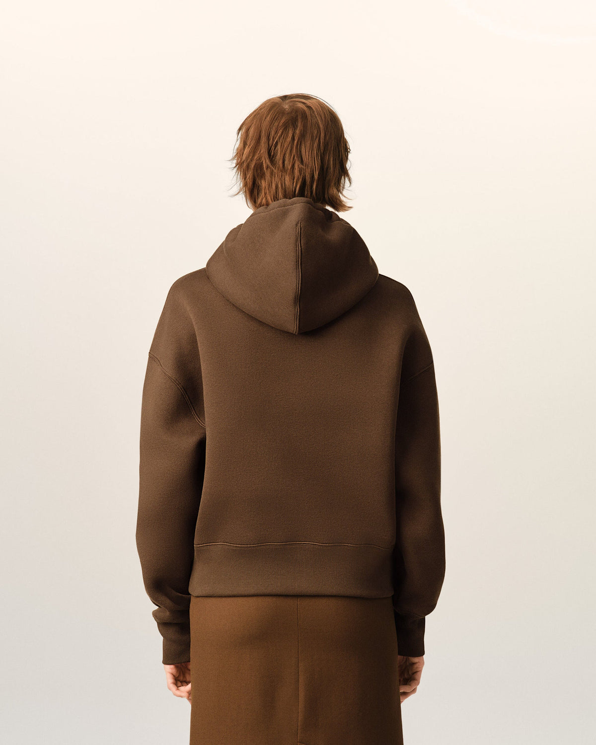 Ami Paris Unisex Brown cotton hoodie with embossed Ami de Coeur  -  CHOCOLATE BROWN