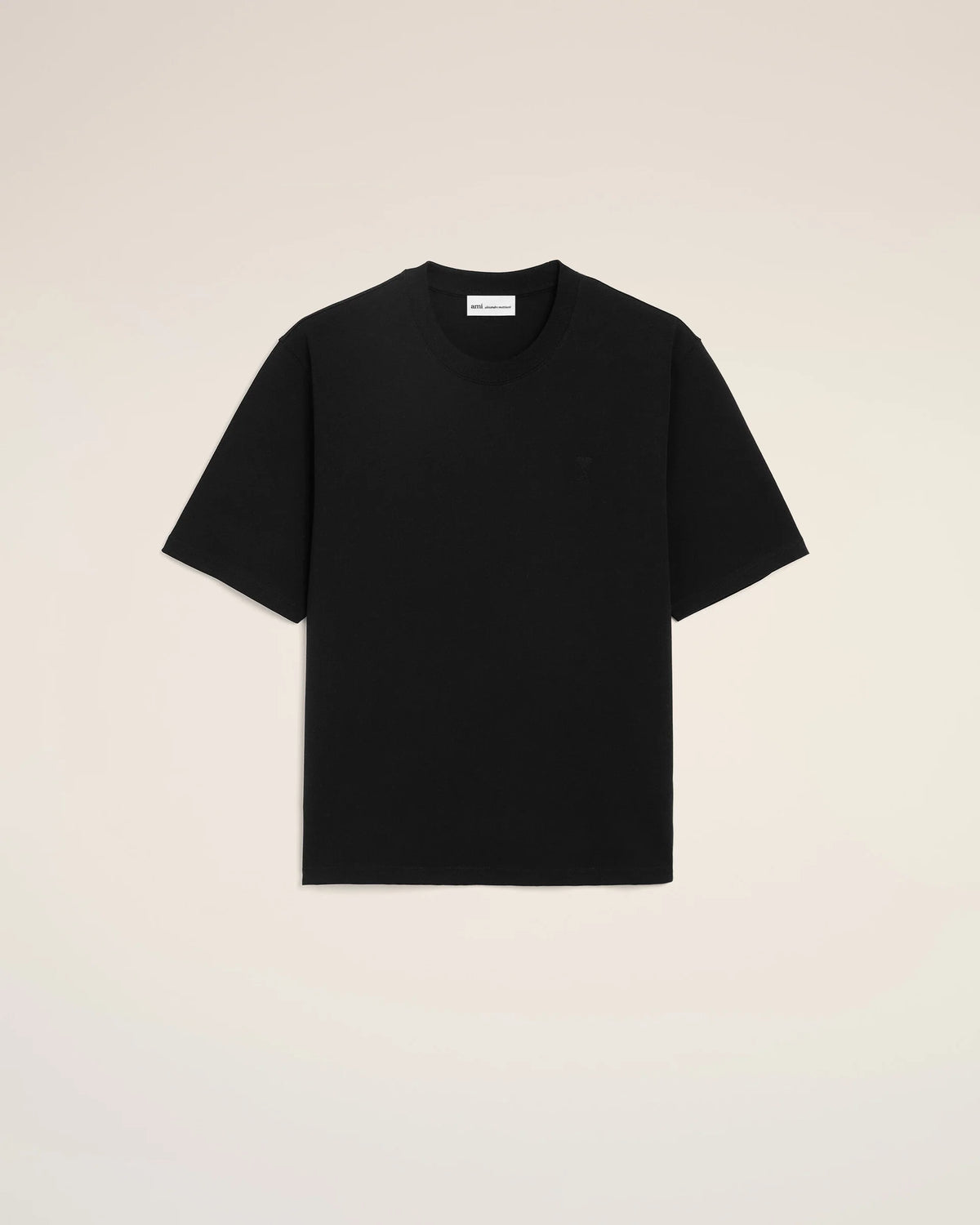 Ami Paris Black cotton t-shirt with embossed Ami de Coeur  -  BLACK
