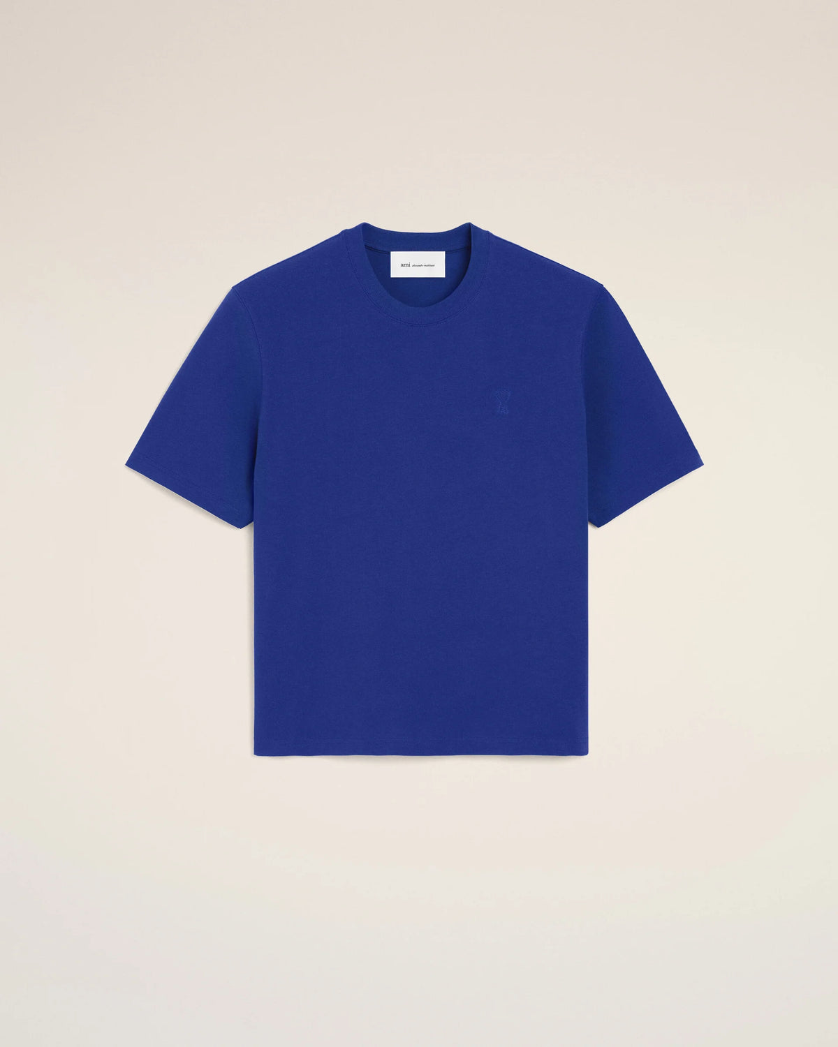 Ami Paris Blue cotton t-shirt with embossed Ami de Coeur  -   ROYAL BLUE