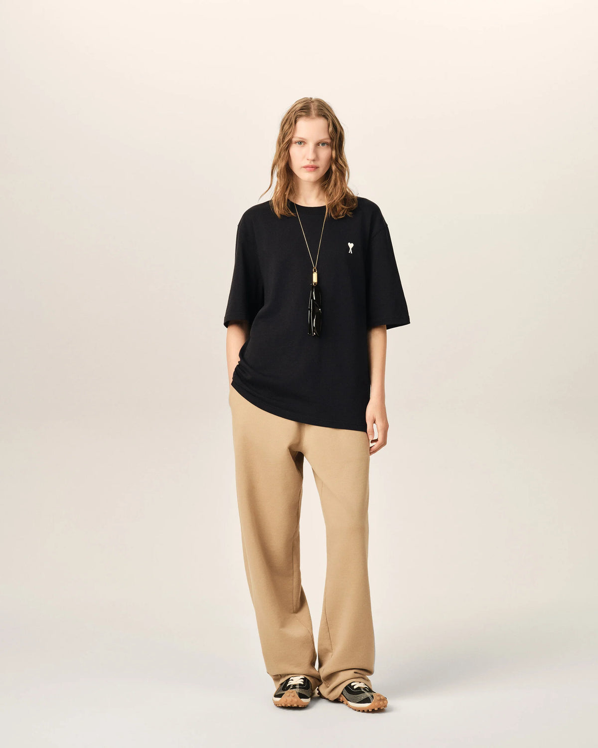 Ami Paris Black printed cotton "Place des Victoires" t-shirt  -   BLACK/WHITE