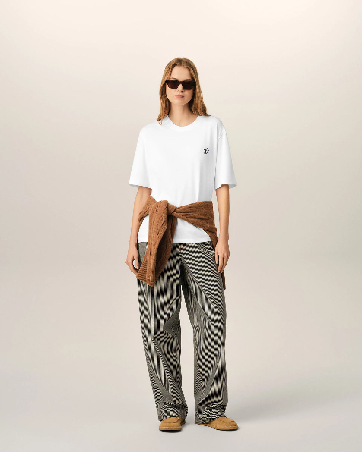 Ami Paris White cotton t-shirt with Ami de Coeur tulip  -  WHITE