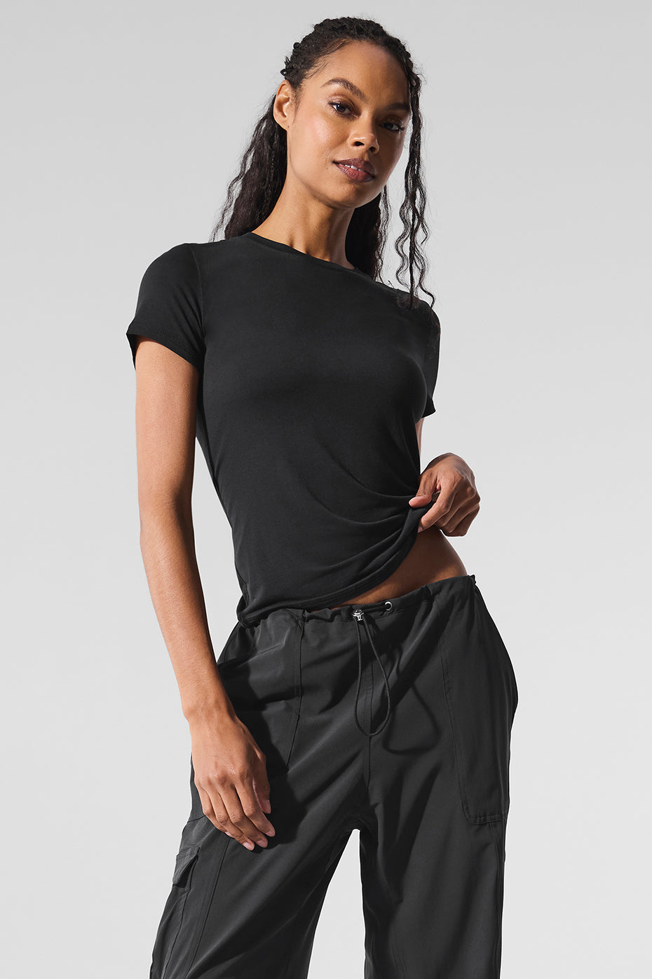 Alo Yoga All Day Short Sleeve  -  Black