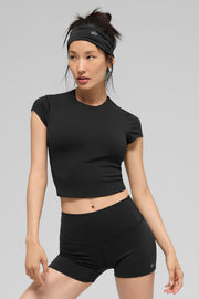 Alo Yoga ALO Softsculpt Precision Short Sleeve Top  -  Black