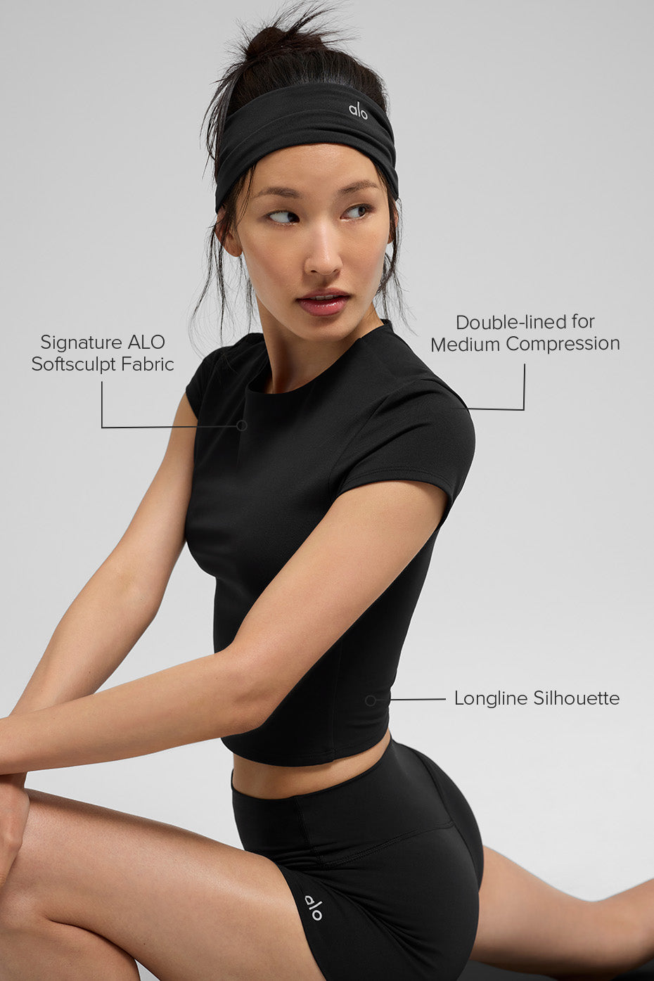 Alo Yoga ALO Softsculpt Precision Short Sleeve Top-Black