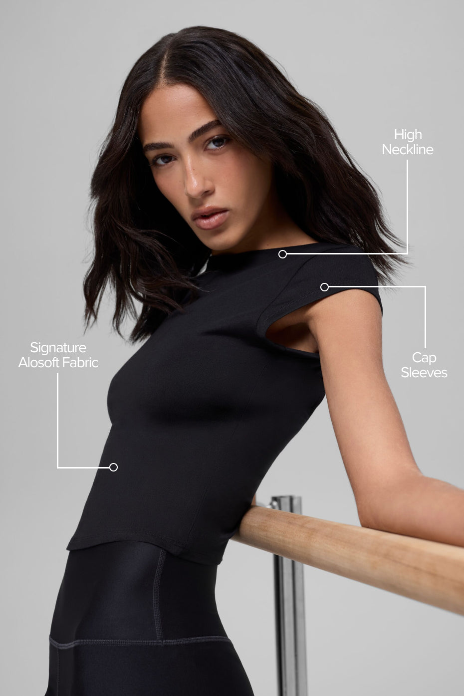 Alo Yoga Alosoft Back For More Tee-Black