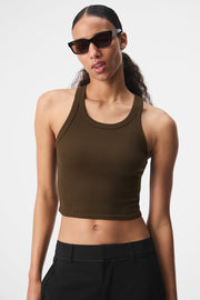 Alo Yoga Goddess Ribbed Go-To Tank  -  Espresso