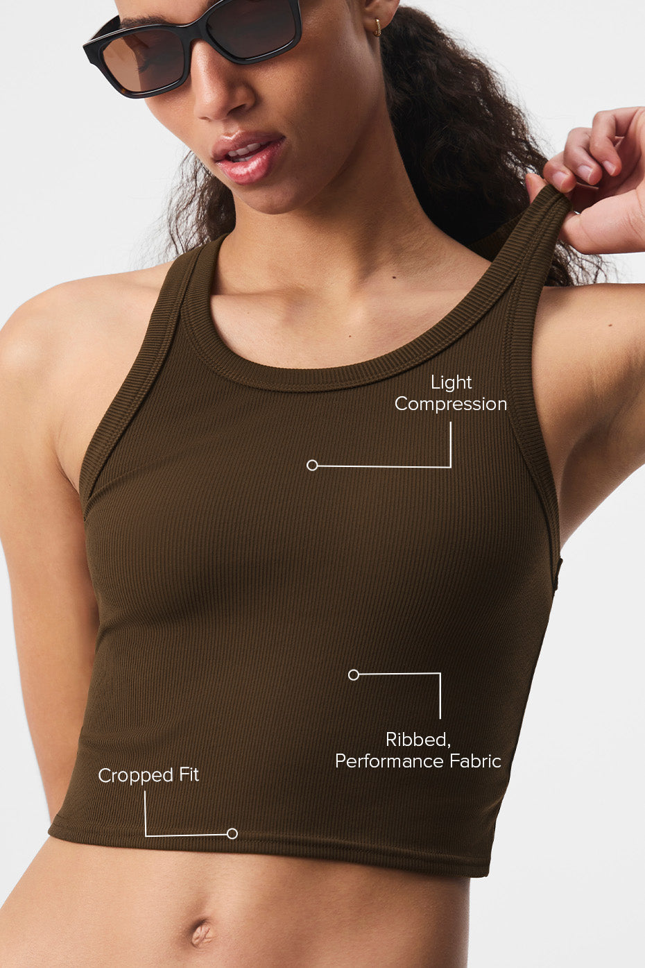 Alo Yoga Goddess Ribbed Go-To Tank-Espresso