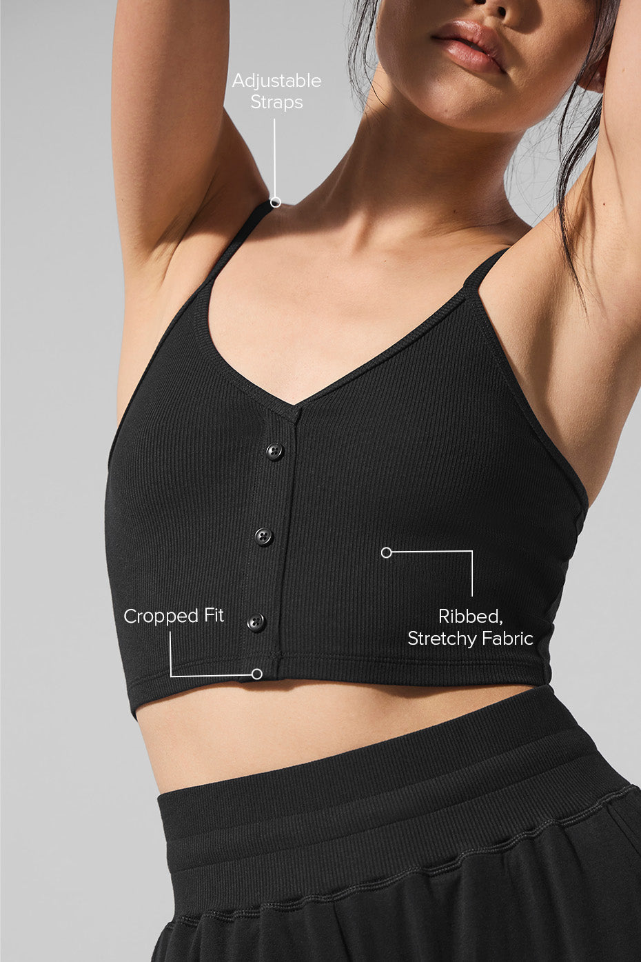 Alo Yoga Ribbed Delicate Lounge Tank-Black