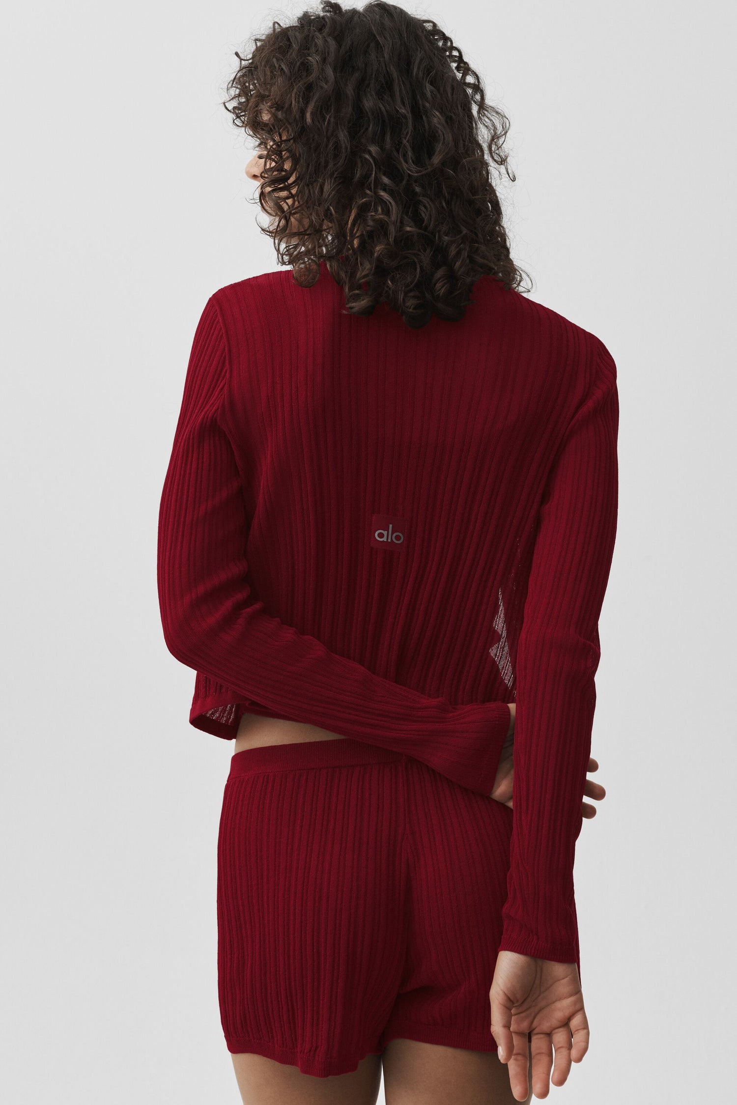Alo Yoga Sweater Sunlit Cardigan-Summer Romance Red