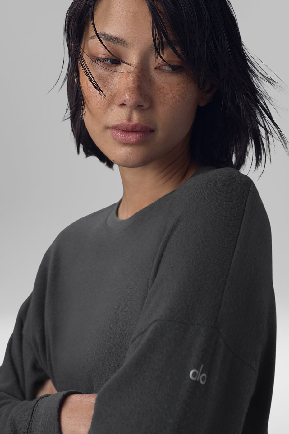 Alo Yoga Soho Pullover-Anthracite