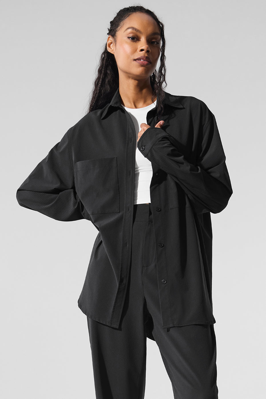Alo Yoga Dreamscape Button Down Long Sleeve Black