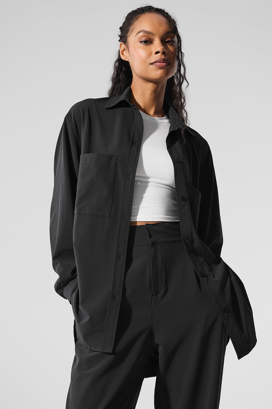 Alo Yoga Dreamscape Button Down Long Sleeve  -  Black