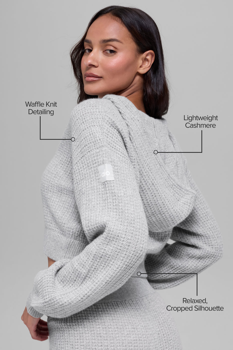 Alo Yoga Women Cashmere Plush Waffle Full Zip Hoodie - Athletic