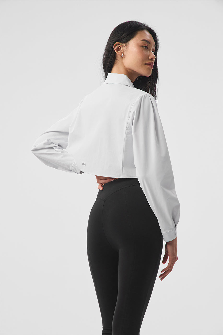 Alo Yoga Cropped Take Me Out Button Up -White