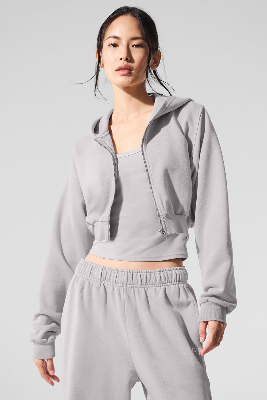 Alo Yoga Women's Washed Sweet Escape Zip Up Hoodie - Grey Sky Wash