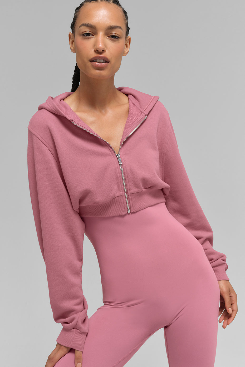 Alo Yoga Sweet Escape Zip Up Hoodie -Pink Wild Rose