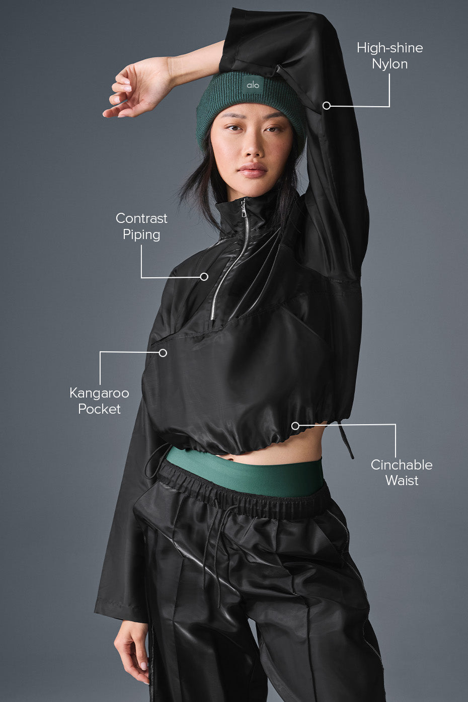 Alo Yoga Cropped Afterglow Pullover-Black