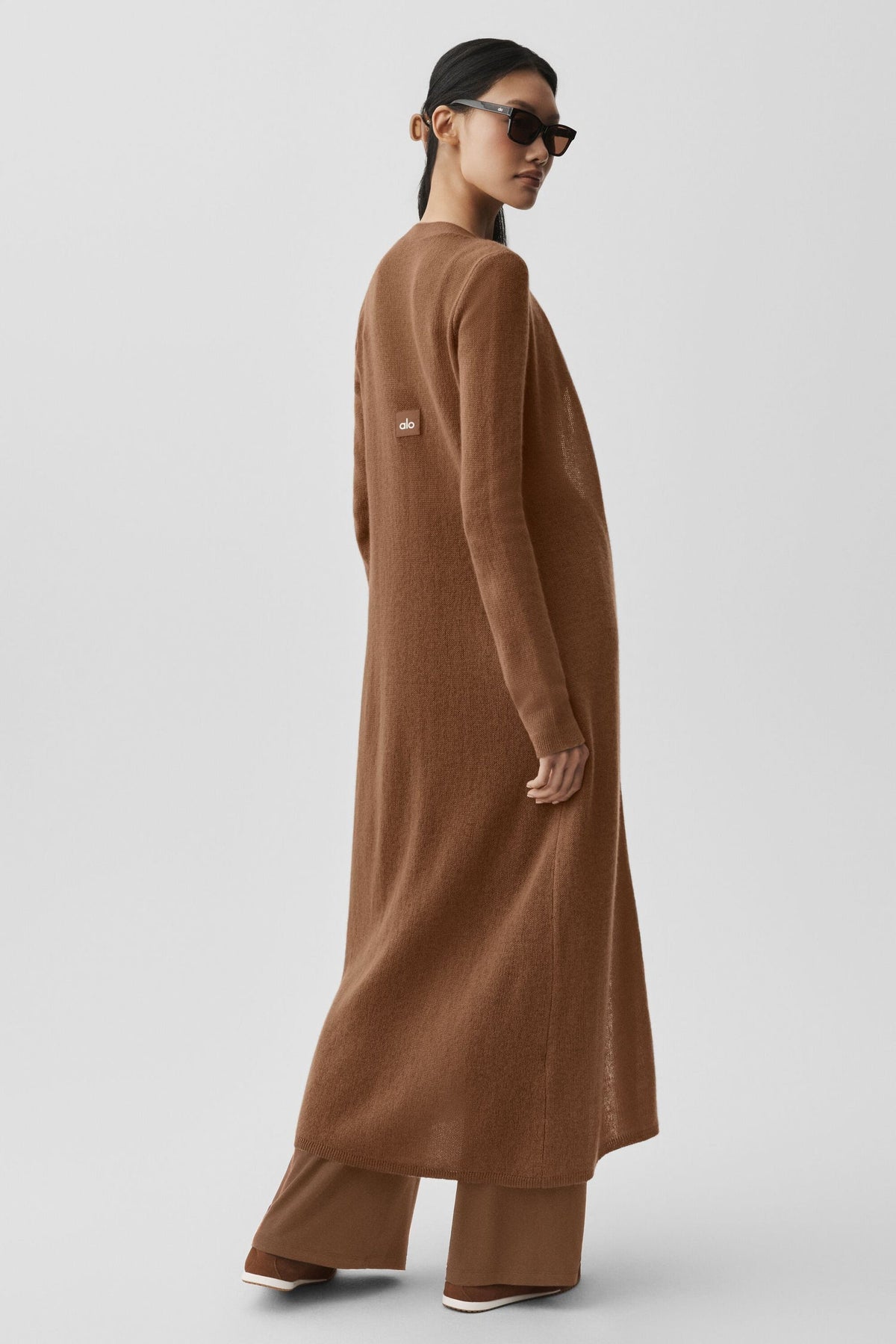 Alo Yoga Sheer Cashmere Long Cardigan-Sun Kissed Brown