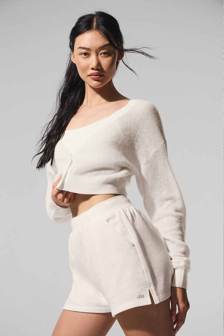 Alo Yoga Sheer Cashmere Cropped Cardigan - Ivory – Kanadadan Kapına