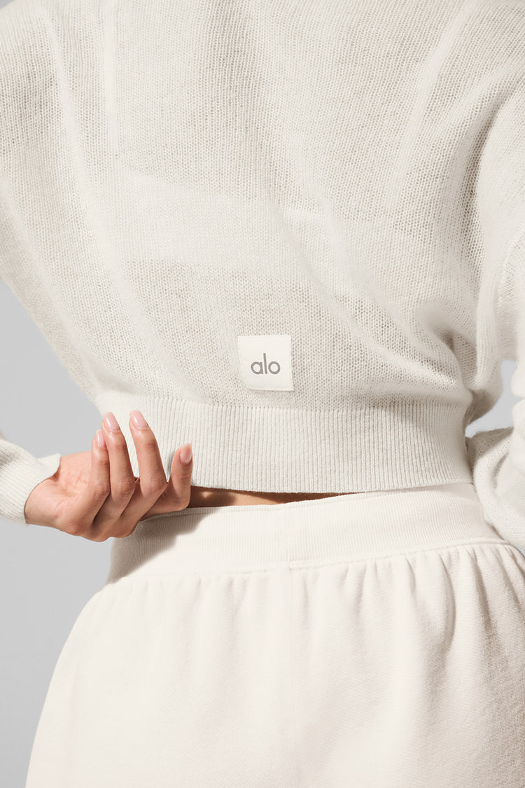 Alo Yoga Sheer Cashmere Cropped Cardigan - Ivory – Kanadadan Kapına