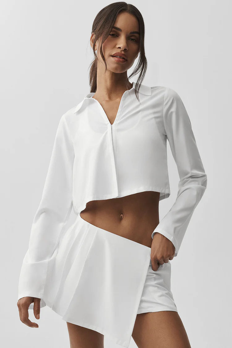 Alo Yoga Cropped Unmatched Long Sleeve  -   White