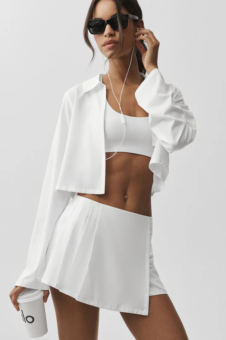 Alo Yoga Cropped Unmatched Long Sleeve  -   White