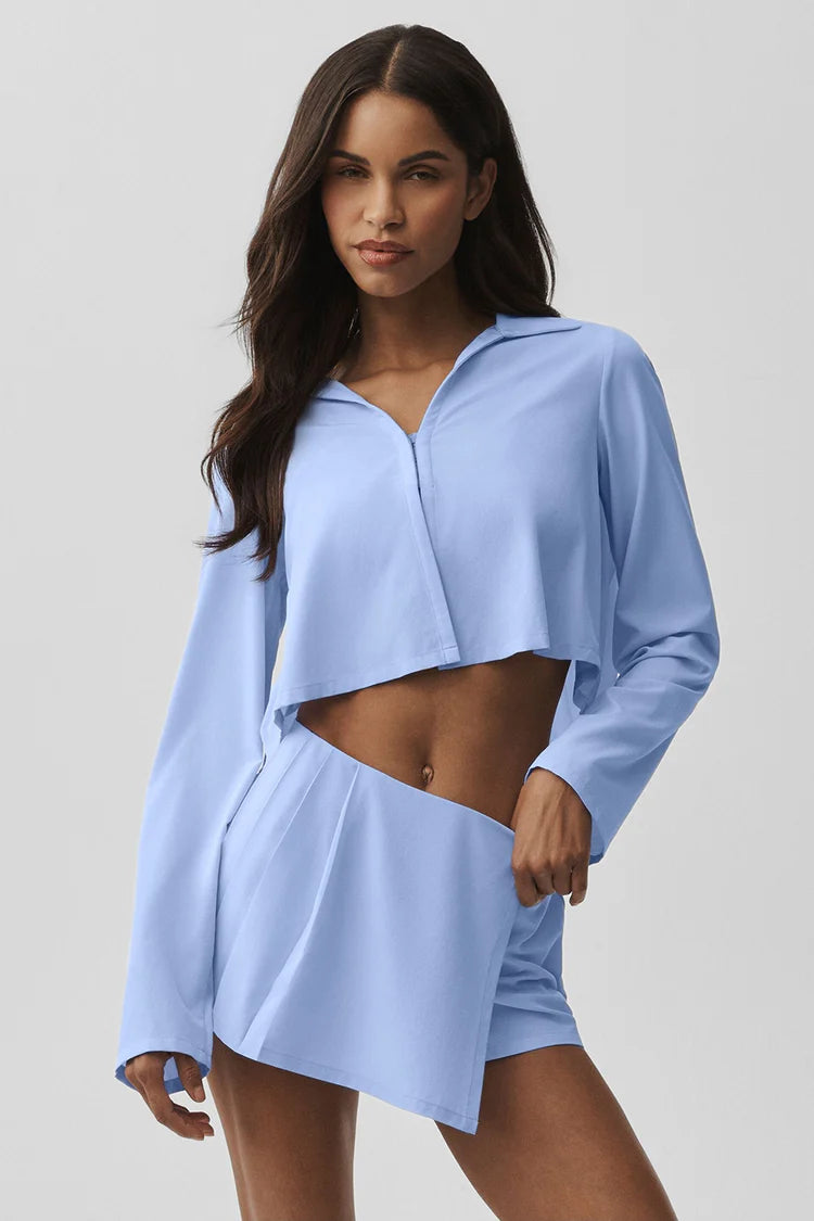 Alo Yoga Cropped Unmatched Long Sleeve  -  Light Provence Blue
