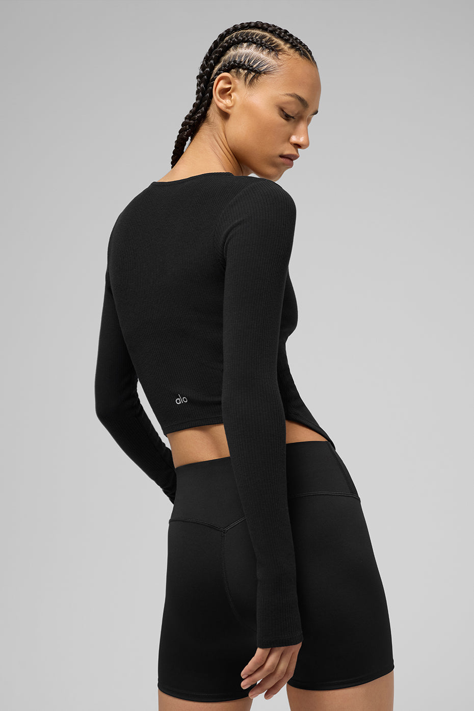 Alo Yoga Ribbed Stardust Long Sleeve-Black
