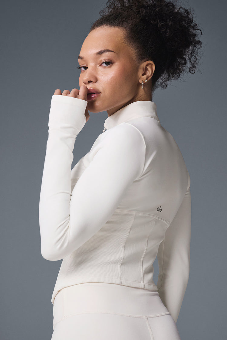 Alo Yoga Airbrush Corset Full Zip Jacket   -  Ivory