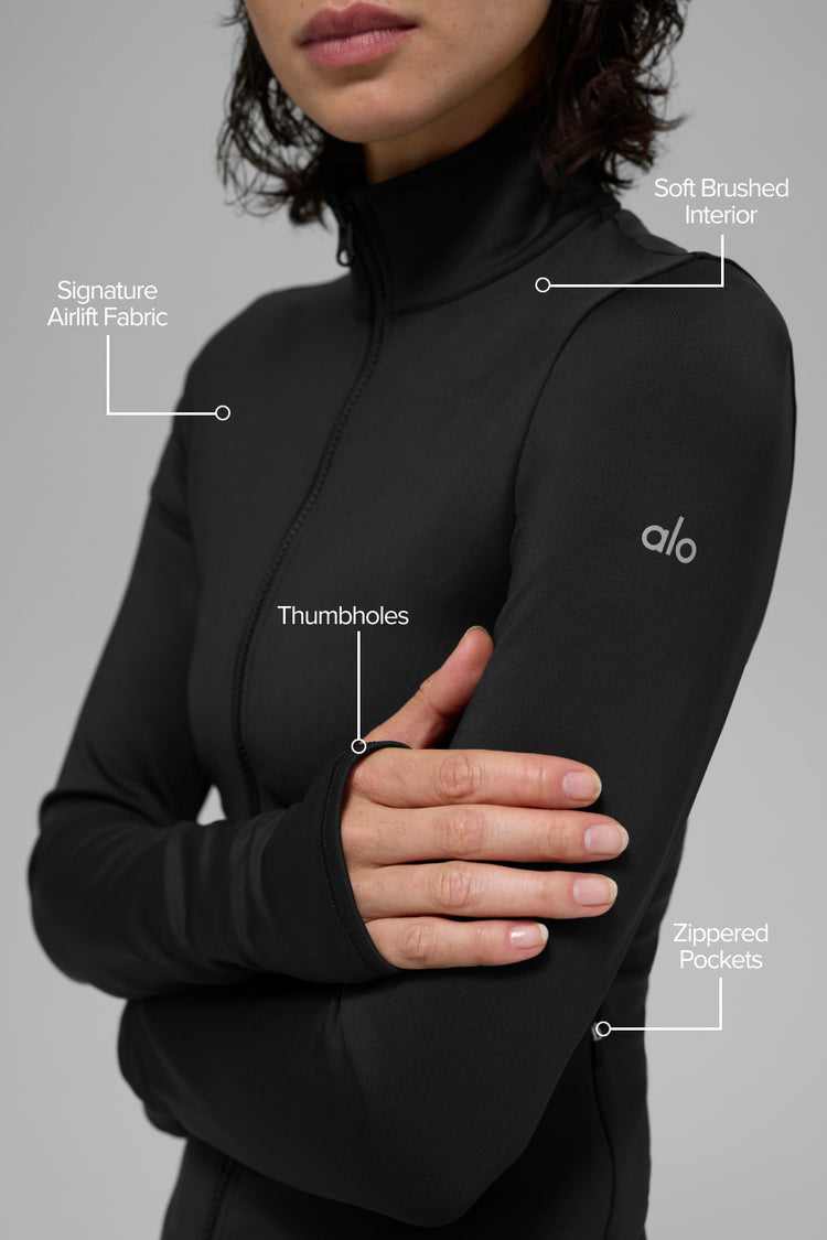 Alo Yoga Airlift Winter Warm Radiant Full-Zip Jacket-Black