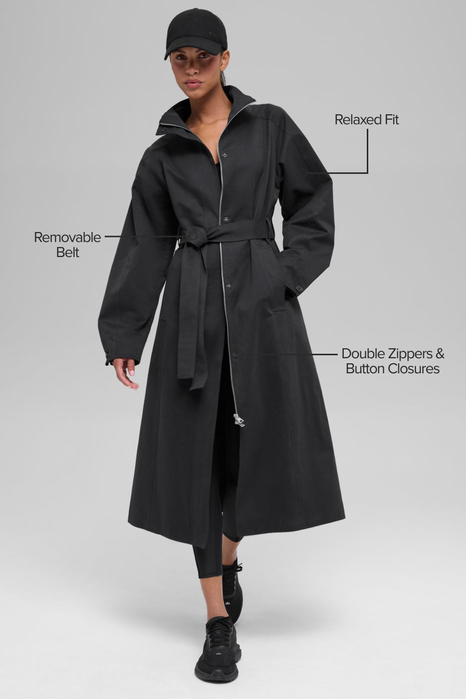 Alo Yoga Journey Trench Coat- Black