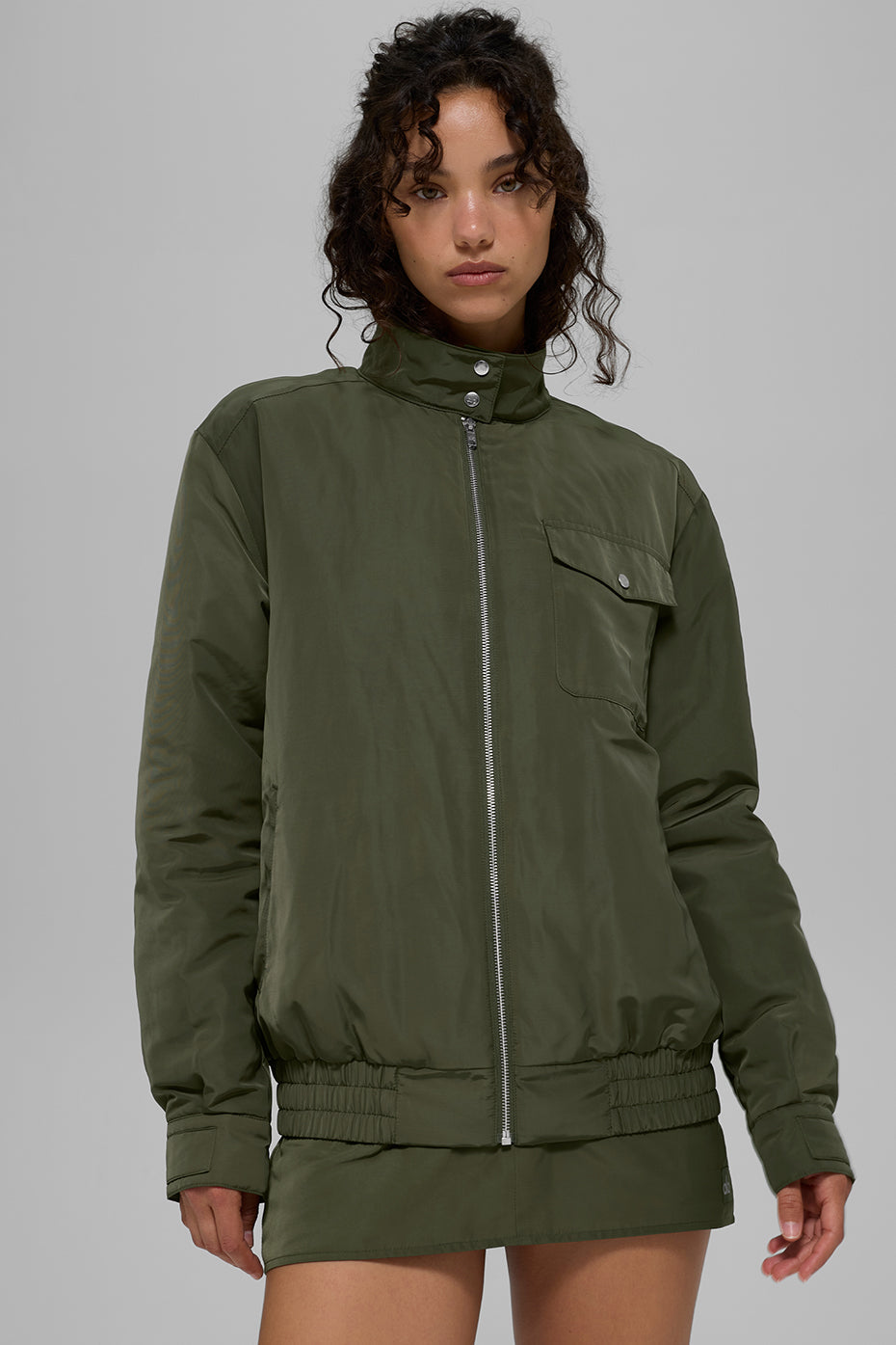 Alo Yoga Work It Bomber  -  Green Olive