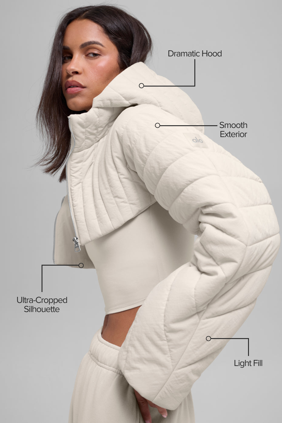 Alo Yoga Women Quilted Starlight Puffer Shrug - Bone