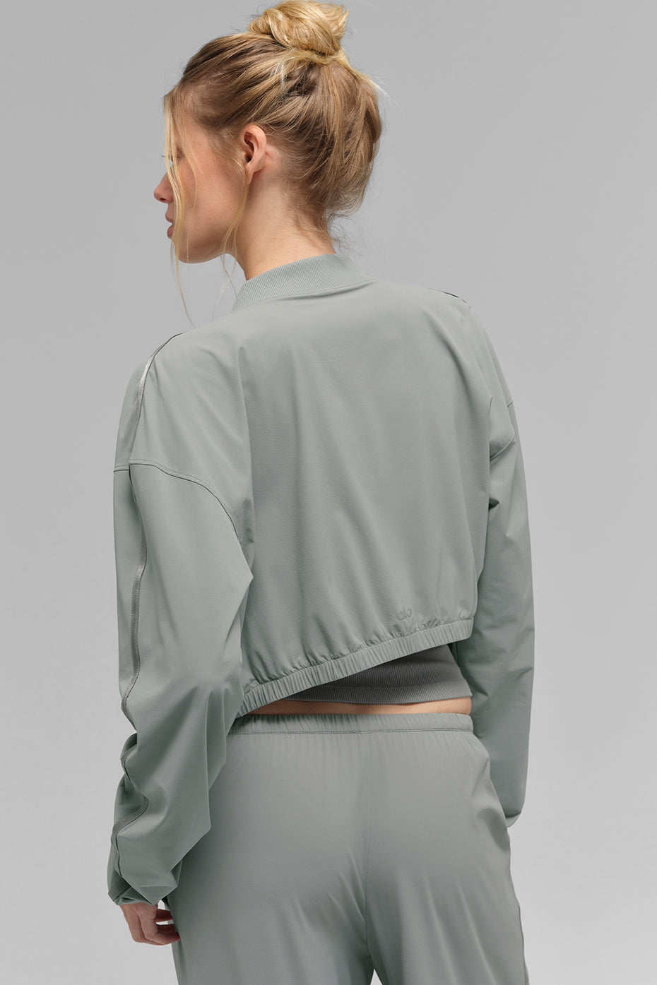 Alo Yoga Cropped Breezy Full-Zip Cover Up-Lunar Grey