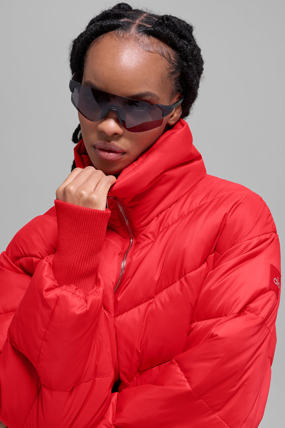 Alo Yoga Cropped Atmosphere Puffer-Bright Red