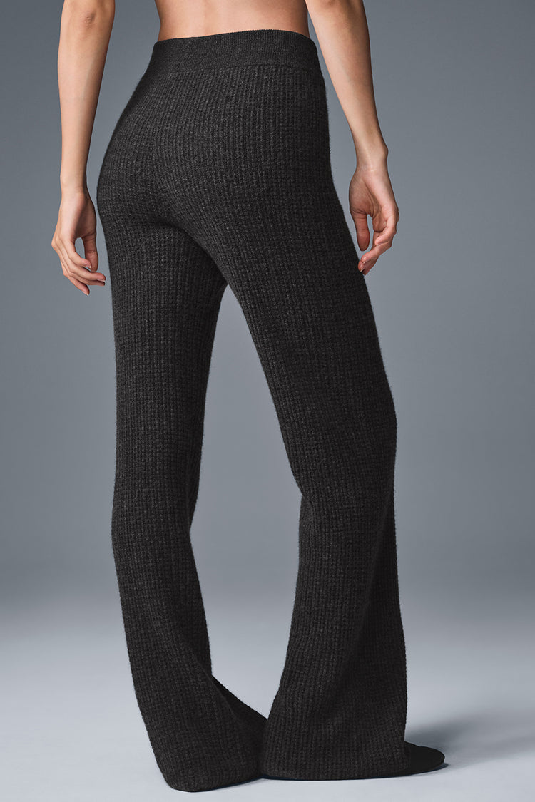 Alo Yoga Cashmere High-Waist Plush Waffle Pant  - Dark Heather Grey