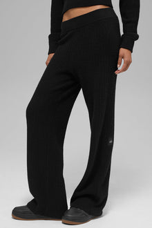 Alo Yoga Cashmere High-Waist Plush Waffle Pant  -  Black