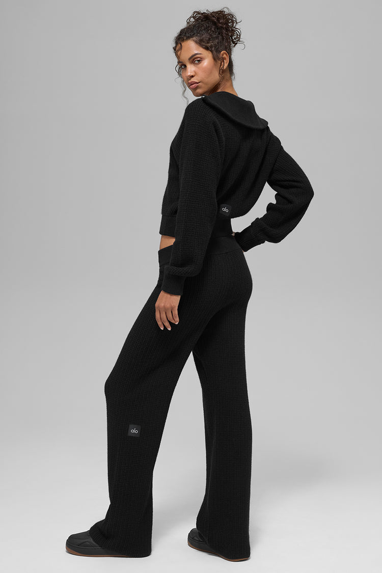 Alo Yoga Cashmere High-Waist Plush Waffle Pant  -  Black