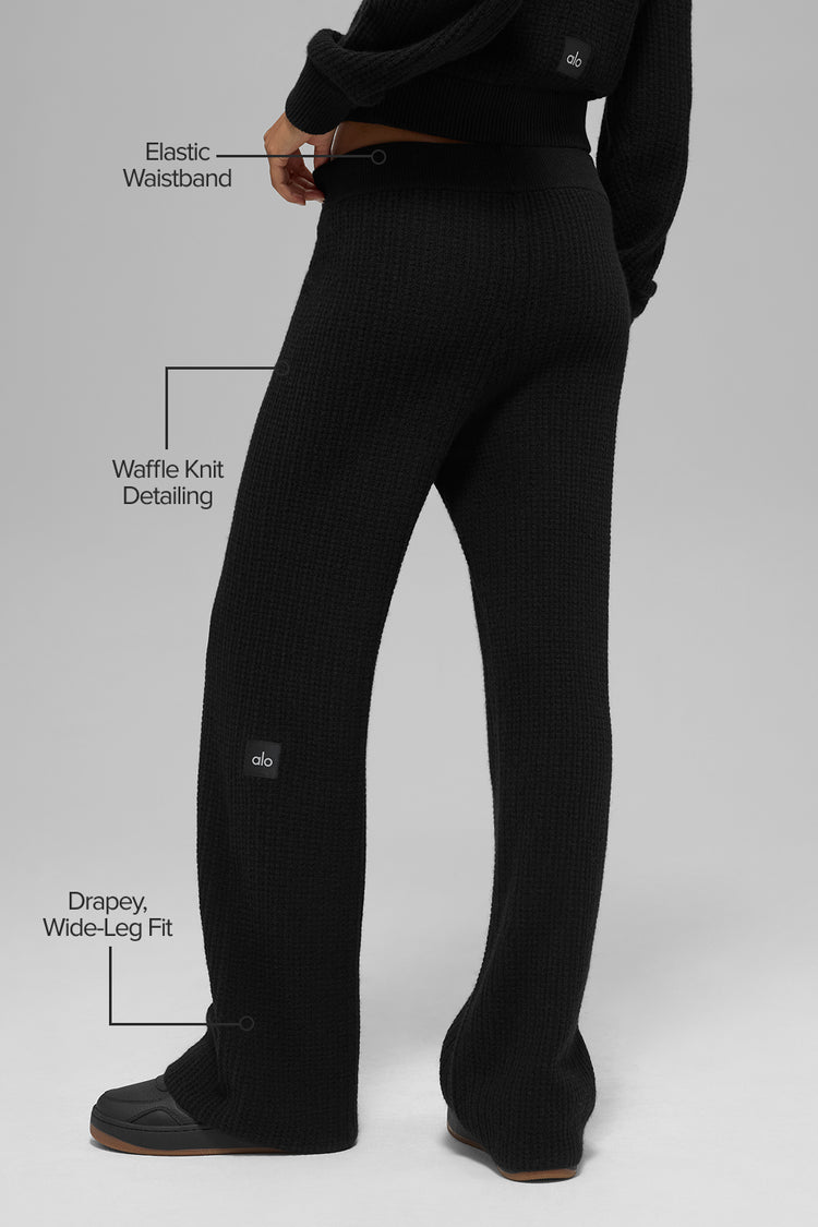 Alo Yoga Cashmere High-Waist Plush Waffle Pant  -  Black