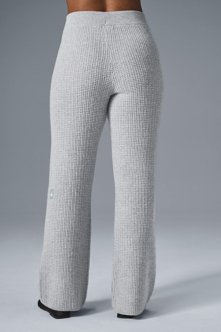 Alo Yoga Cashmere High-Waist Plush Waffle Pant  -  Athletic Heather Grey
