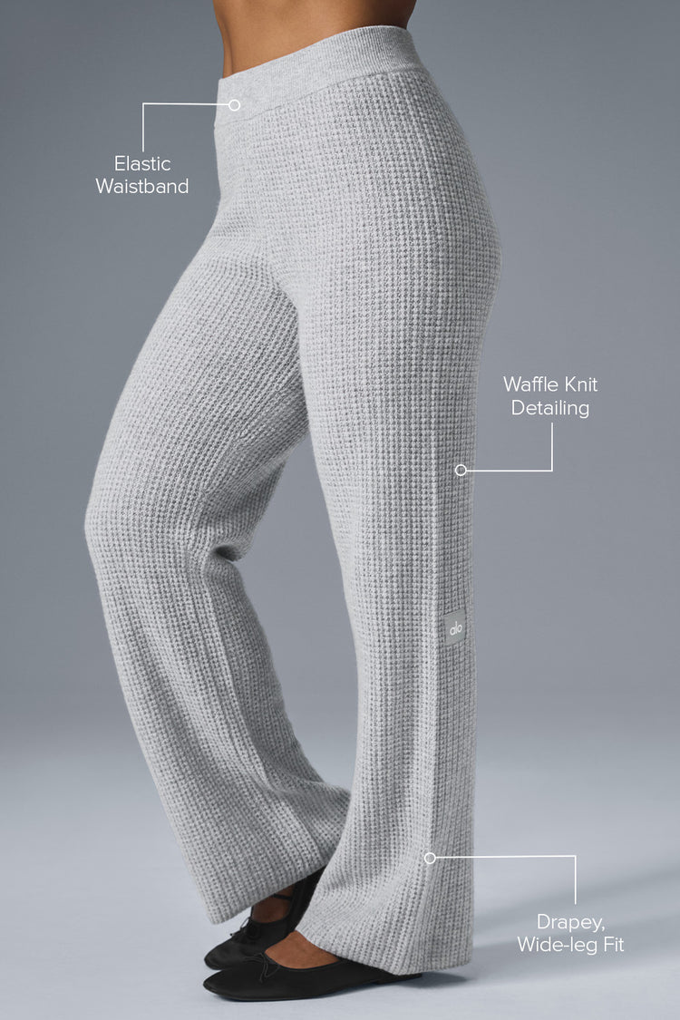Alo Yoga Cashmere High-Waist Plush Waffle Pant  -  Athletic Heather Grey