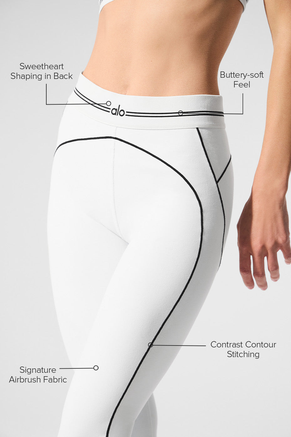 Alo Yoga Airbrush High-Waist Heart Throb Legging  -  White/Black
