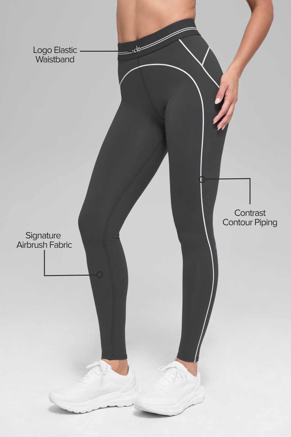 Alo Yoga Airbrush High-Waist Heart Throb Legging -Anthracite/White