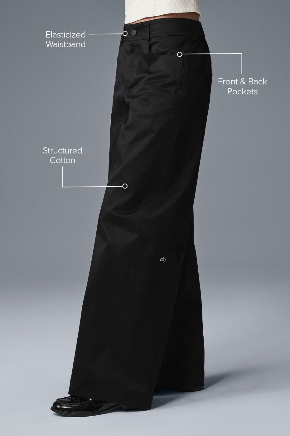 Alo Yoga  33" Inseam Wanderlust Wide Leg Trouser Black