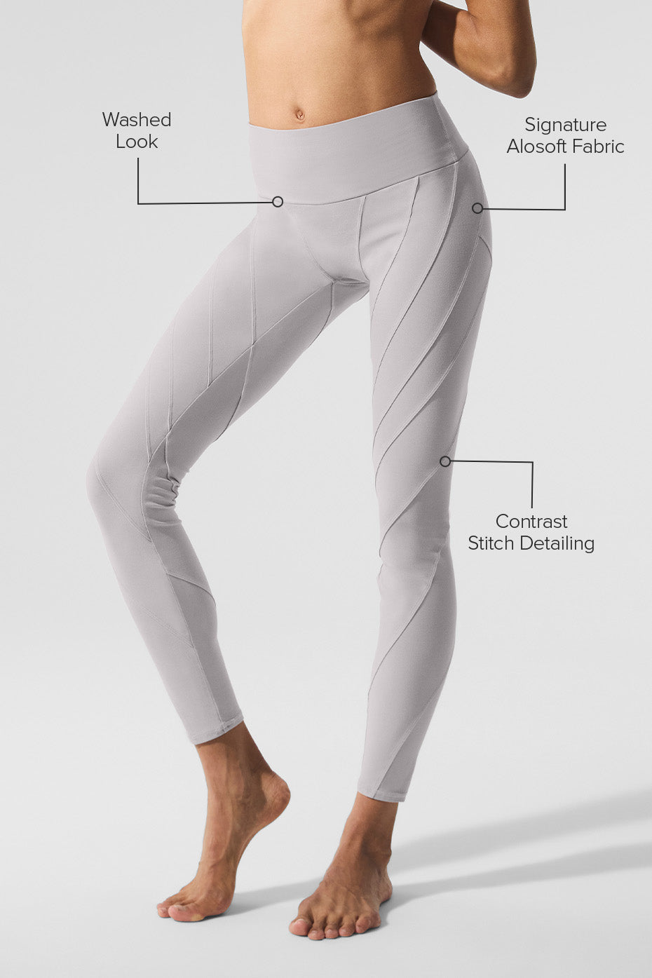 Alo Yoga Washed Alosoft High-Waist Sunray Legging-Grey Sky Wash