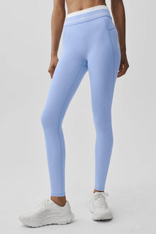 Alo Yoga Airbrush High-Waist 7/8 Better Together Legging  -  Light Provence Blue/White